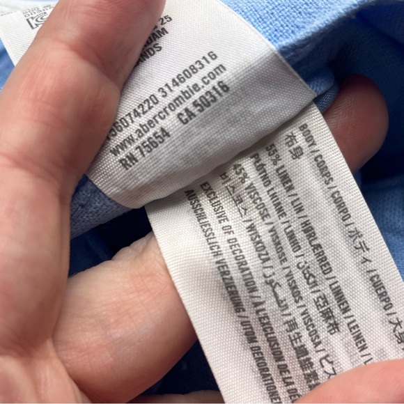 Abercrombie & Fitch Sloane Tailored Wide Leg Pants Linen Blue Small Short - Picture 10 of 13